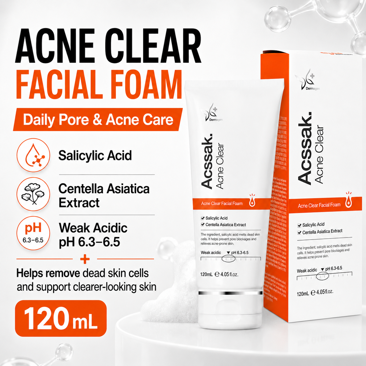 Dermagen Acssak Acne Clear Facial Foam (180g)