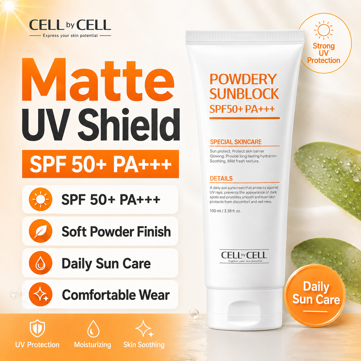 Cell By Cell POWDERY SUN BLOCK CREAM SPF50+ PA+++ (100ml)
