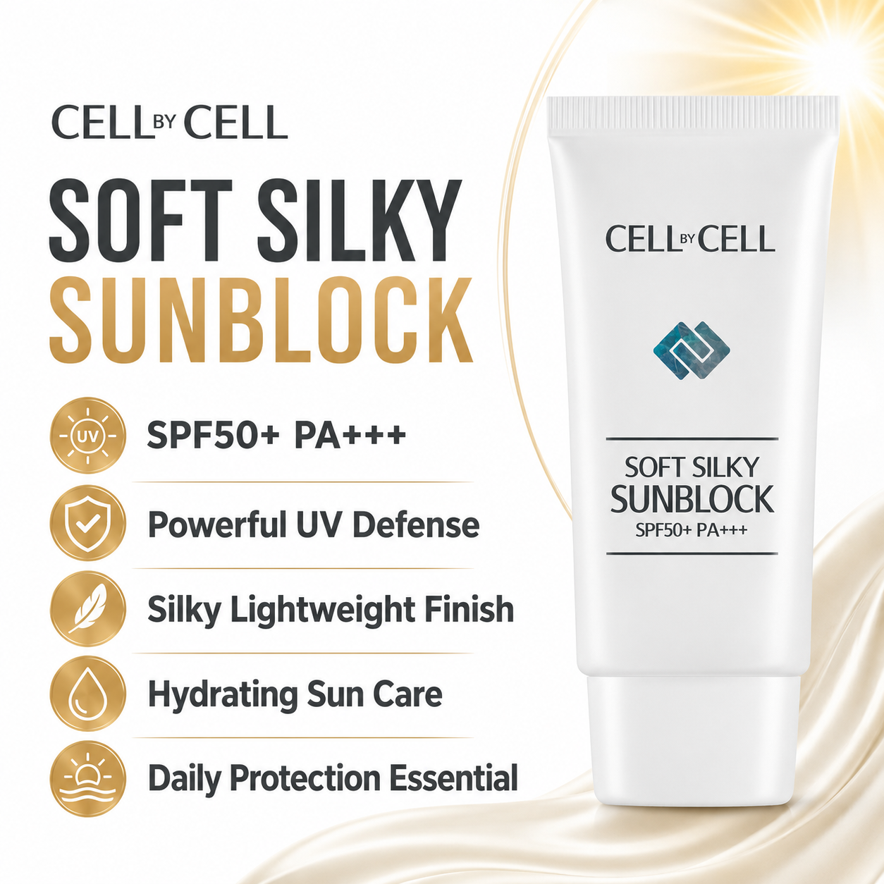 Cell By Cell SOFT SILKY SUN BLOCK SPF50+ PA+++ (50ml)